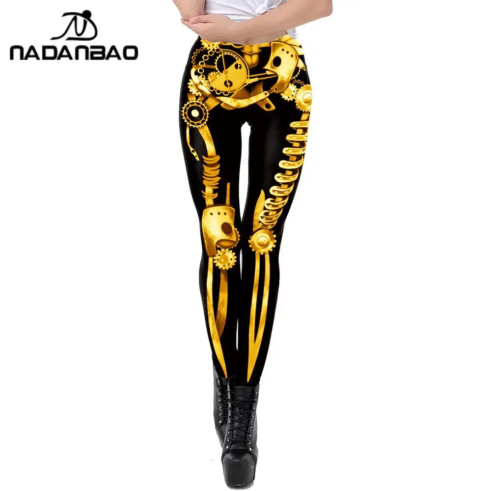 Nadanbao-leggings halloween para as mulheres, calças sexy com listra impressa, preto, meias elásticas para férias e festa