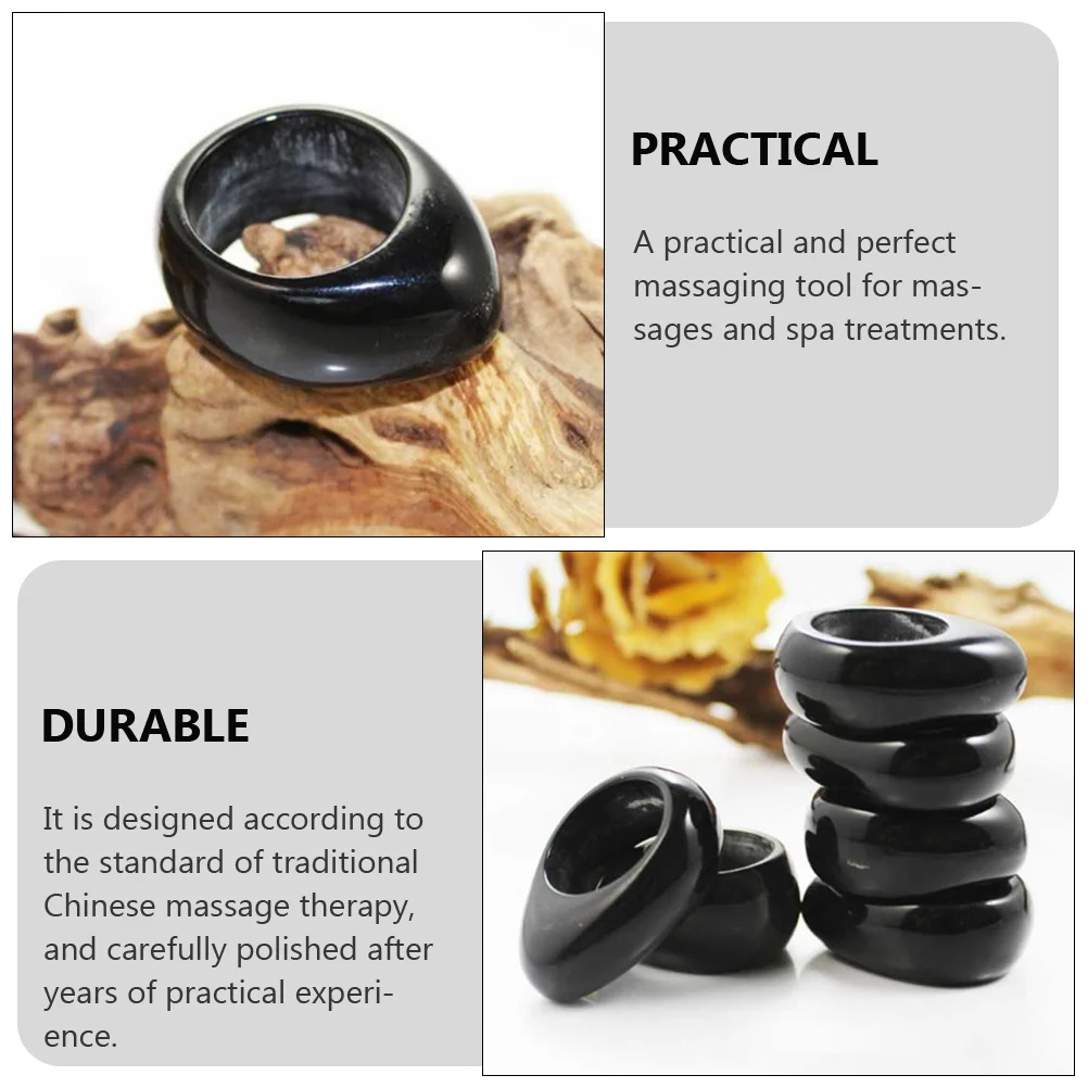

Ox Horn Massaging Ring Black Salon Use Supply Portable Massage Tool Smooth Edges No Scratch Traditional Chinese Therapy