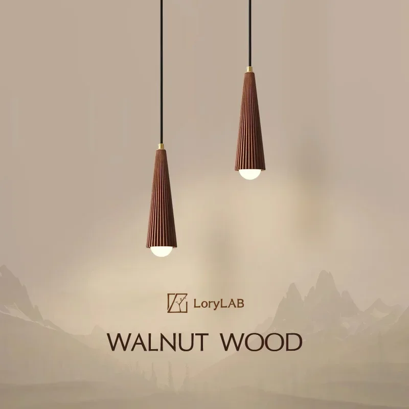 

Walnut Color Wooden, Wabi-sabi Modern Simple style, Pendant lights for Living room, Bedroom bedside, Dining room, Study