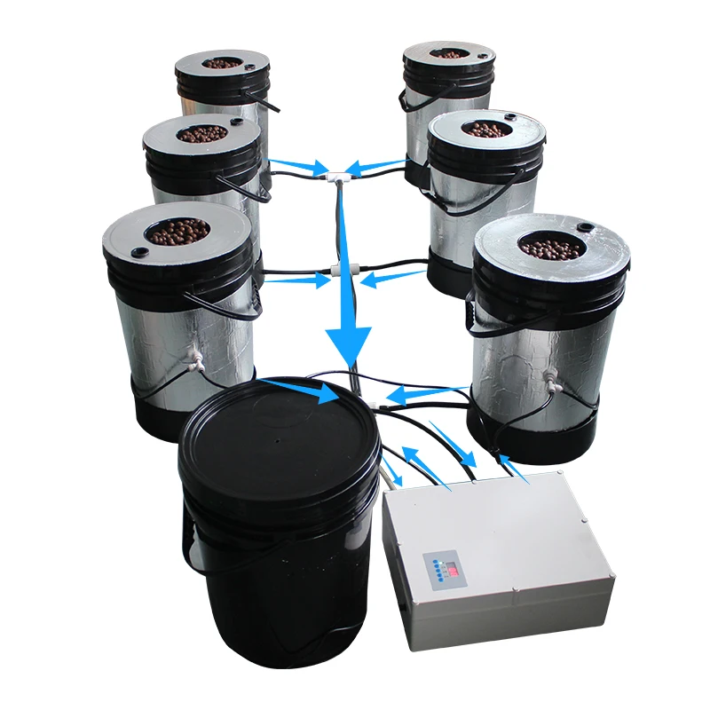 Recirculating Aeroponics System 6pcs 5 Gallon  Round Bucket.  Cloner Bucket Hydroponic Growing Systems Custom Made Acceptable