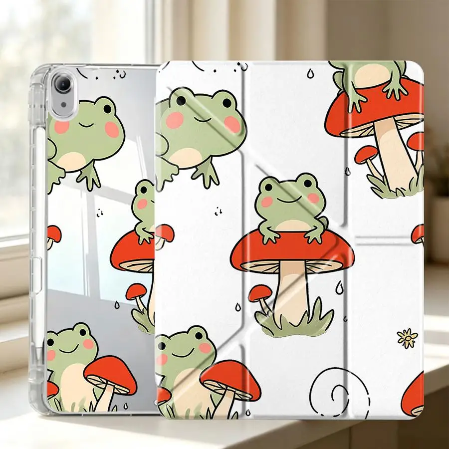 Tablet Case For iPad Air 8 M2 M3 3 Mini 7 6 5 Pro 13 2025 2026 9th 11th 10th Gen 12th With Pen Slot Cover Whimsical Forest Frogs