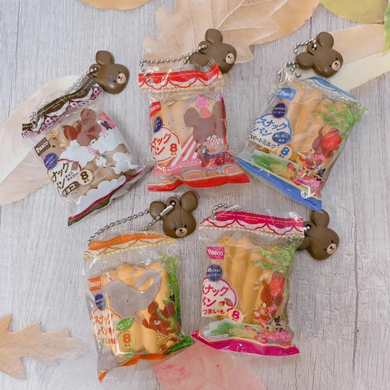 Original Bandai Gashapon Cute Anime Capsule Toys Miniature Little Bear Snack Bread Food Keychain Figurine Kawaii Figure Gift