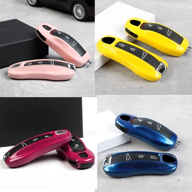 

For Porsche Panamera Macan 718 Taycan 911 Cayman Boxster 9ya 971 Solid Color ABS Remote Smart Car Key Case Cover Fob Accessories