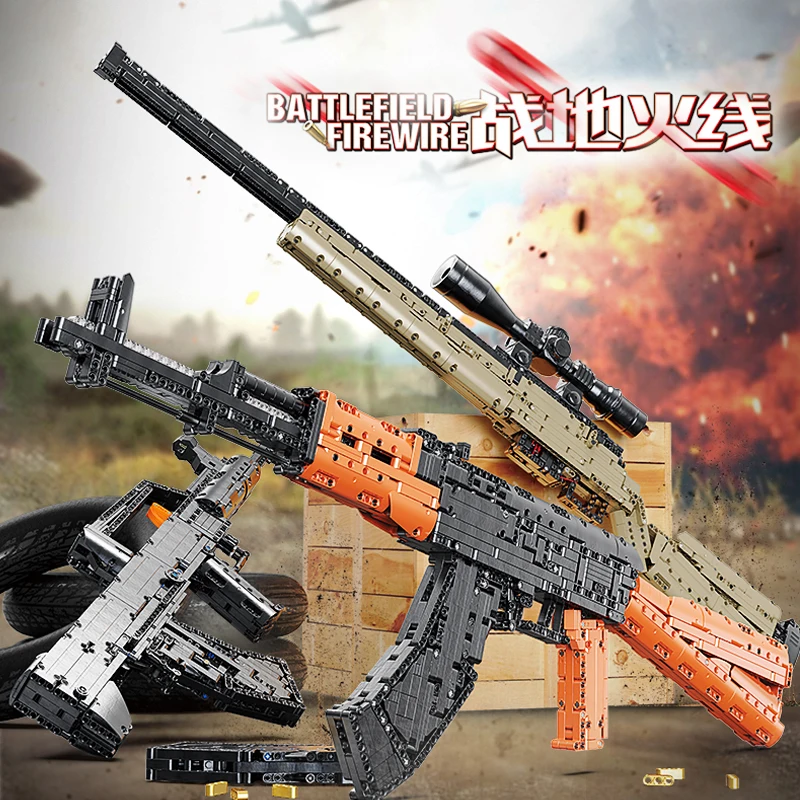 

Модель автомата АК-47 из строительных блоков, игрушка для мальчиков, развивающий конструктор, подарок