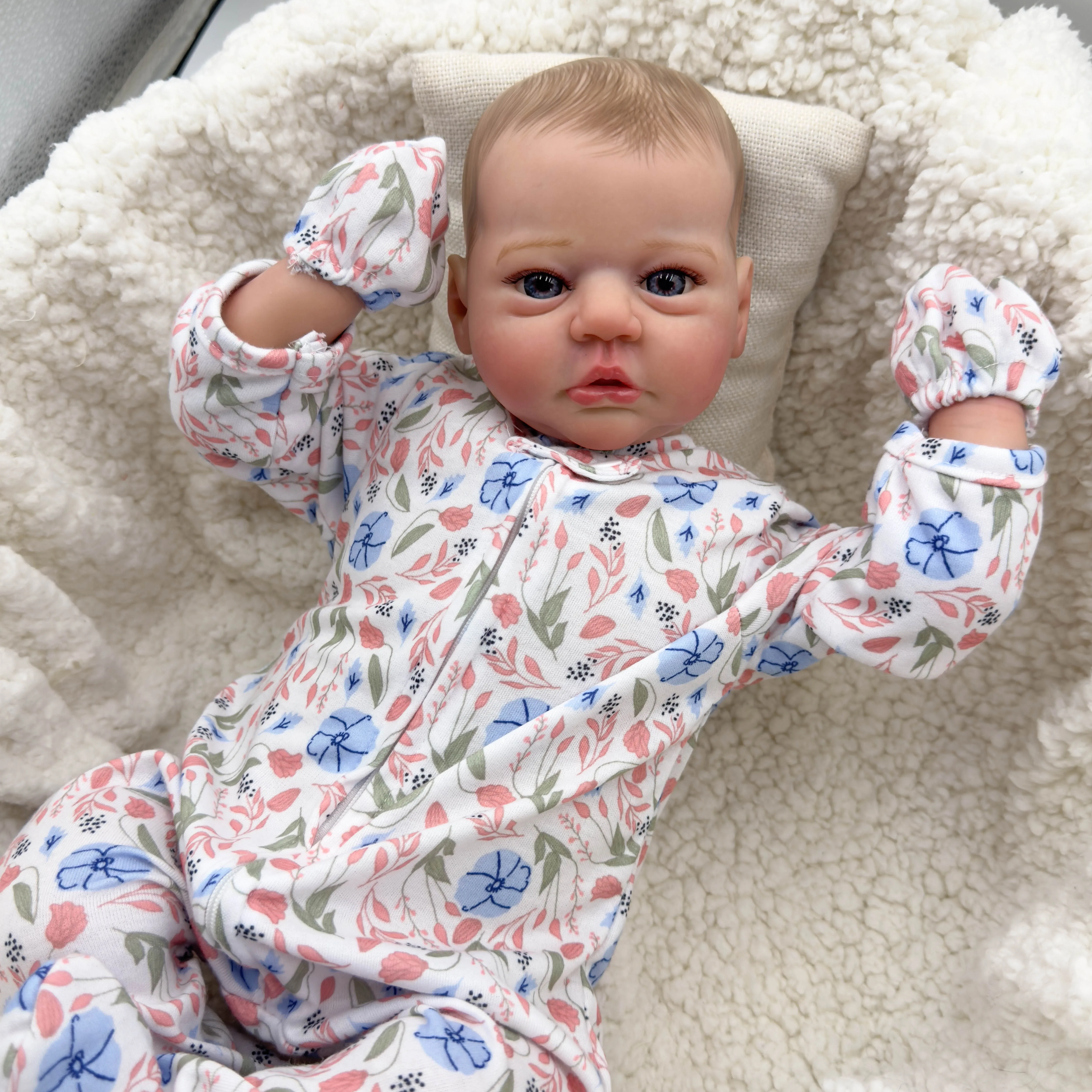 Collectible Art Doll NPK 18inch Already Painted Finished Reborn Baby Doll Evi Awake Newborn Baby Size 3D Skin Visible Veins