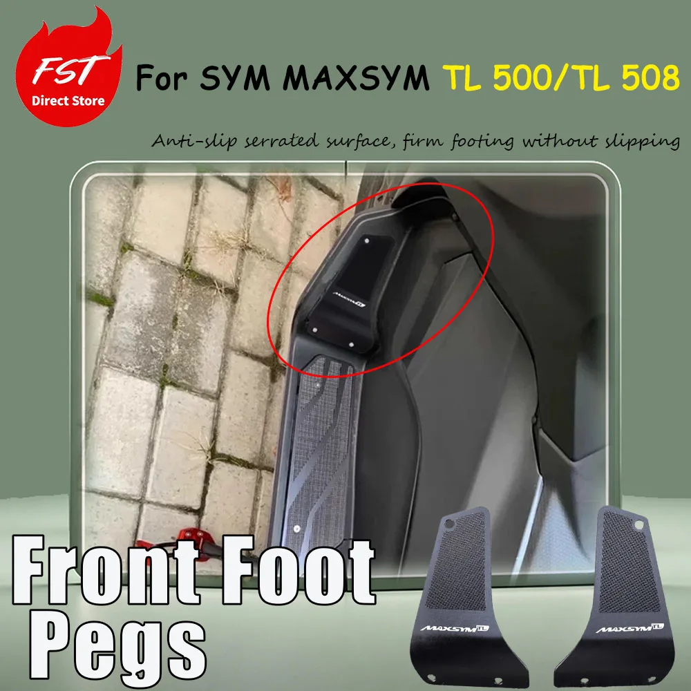 For SYM MAXSYM TL 500/TL 508, accessory aluminum front pedal and anti-slip floor mat firm footing without slipping