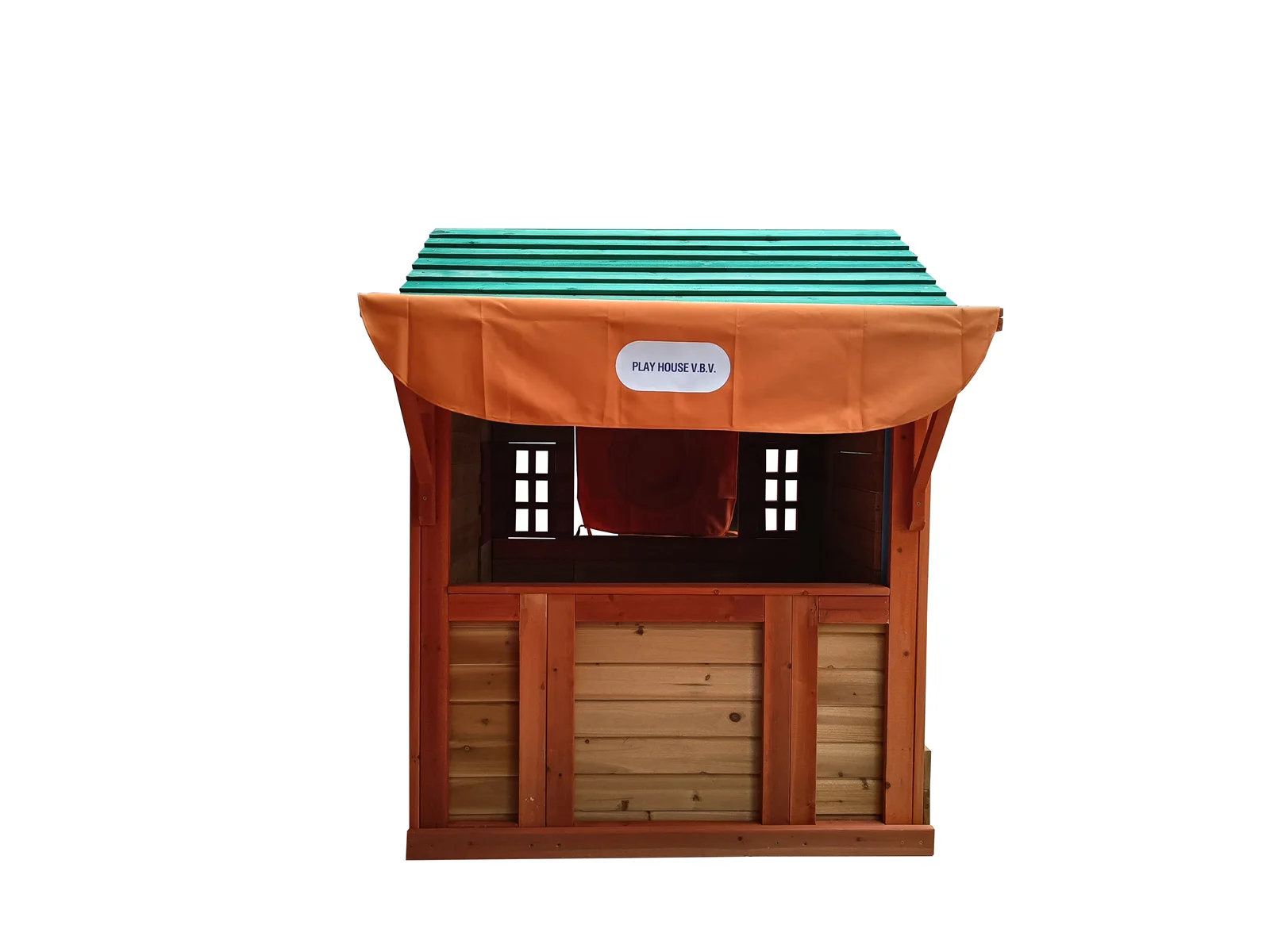 4-in-1 Outdoor Kids Game House Garden Solid Wood Playhouse with Different Games On Every Surface For Garden Supplies