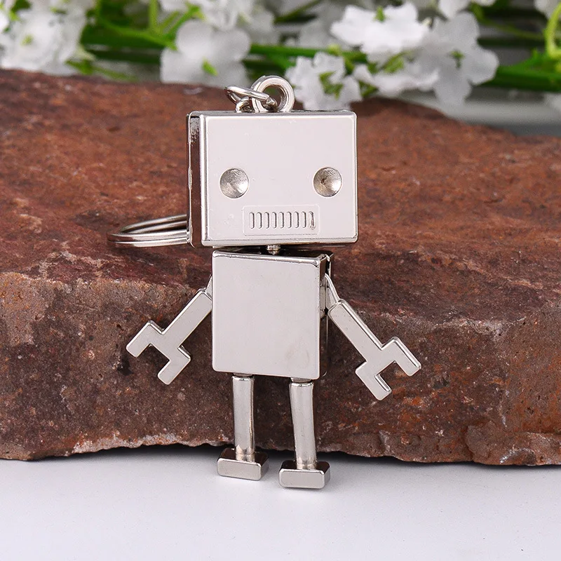 Creative Movable Robot Keychain Cartoon Pendant Keyring Chain Small Gift Car Keychain