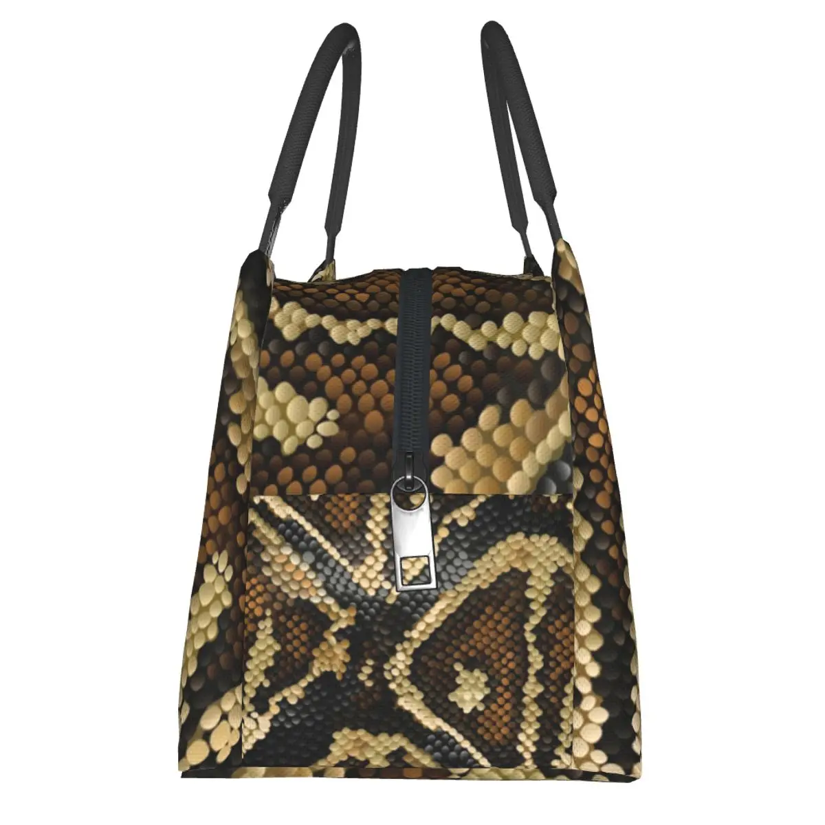 Brown Beige Snakeskin Design Lunch Bag Ball Phyton Scarf Aesthetic Lunch Box School Thermal Tote Handbags Design Cooler Bag