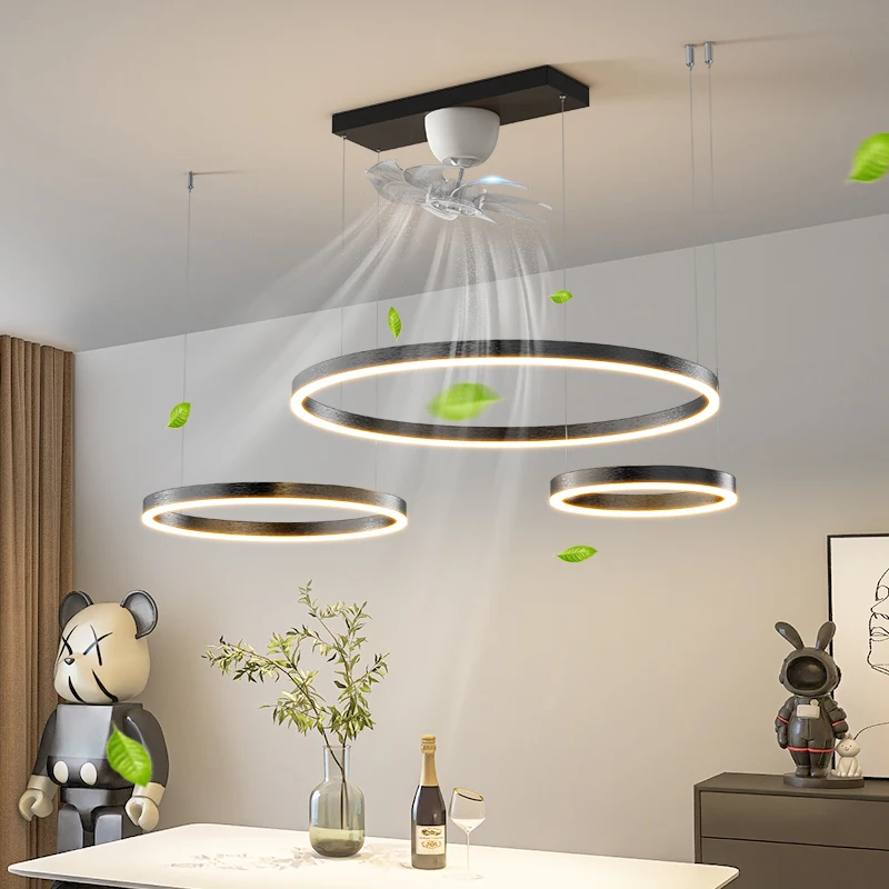 Living Room Fan Ceiling Lamp Full-spectrum Eye Protection Bedroom Flower-shaped Chandeliers Shaking Head Mute Electric Fan Lamp