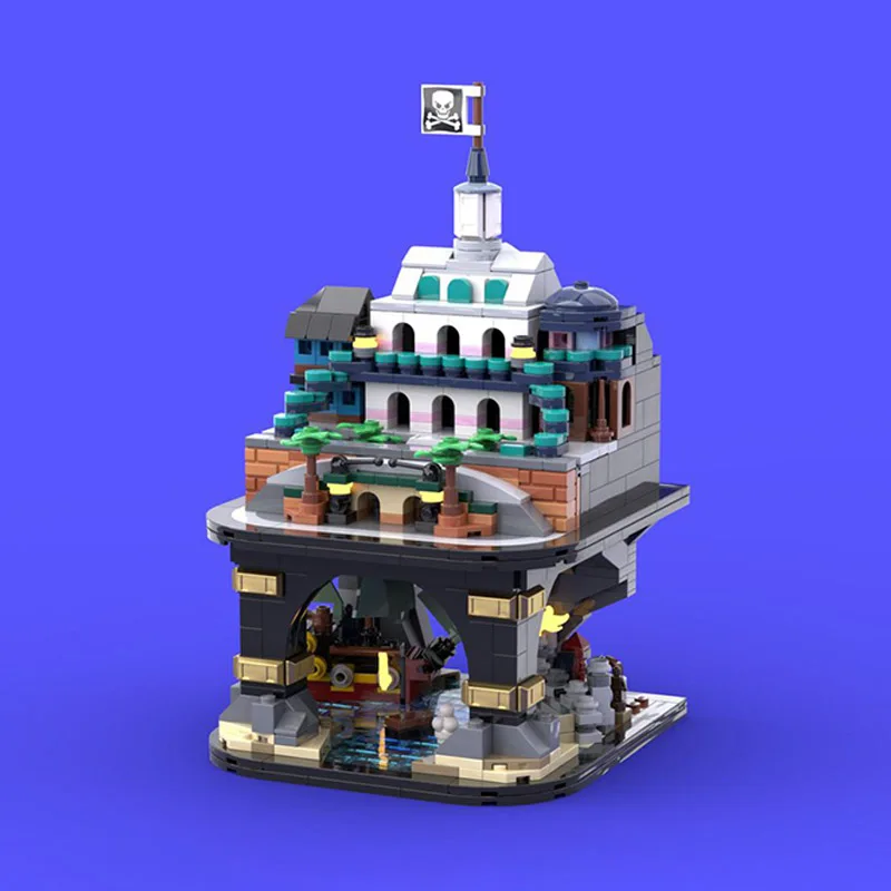 

913 шт., серия Moc Movie Pirates, миниатюрные модульные здания, строительные блоки, креативная сборка, кирпичи, игрушки для детей, подарок «сделай сам»