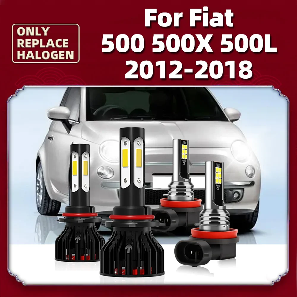 360 Hi-Low Headlights LED 90W 12000LM Bulb 9012 HIR2 Auto Fog Lamp H11 For Fiat 500 500X 500L 2012 2013 2014 2015 2016 2017 2018