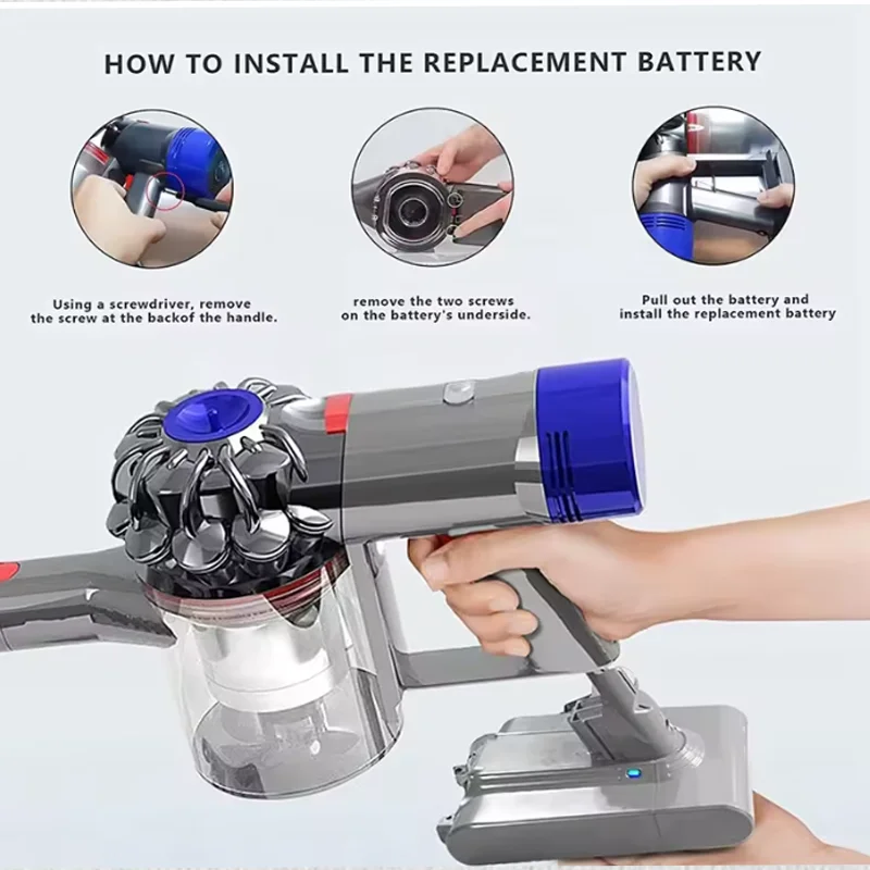 Replace V7 Battery Adapter+Pre-Filter 21.6V for Dyson V7 Animal/Extra/Mattress/Absolute/Trigger/Allergy Vacuum Cleaners
