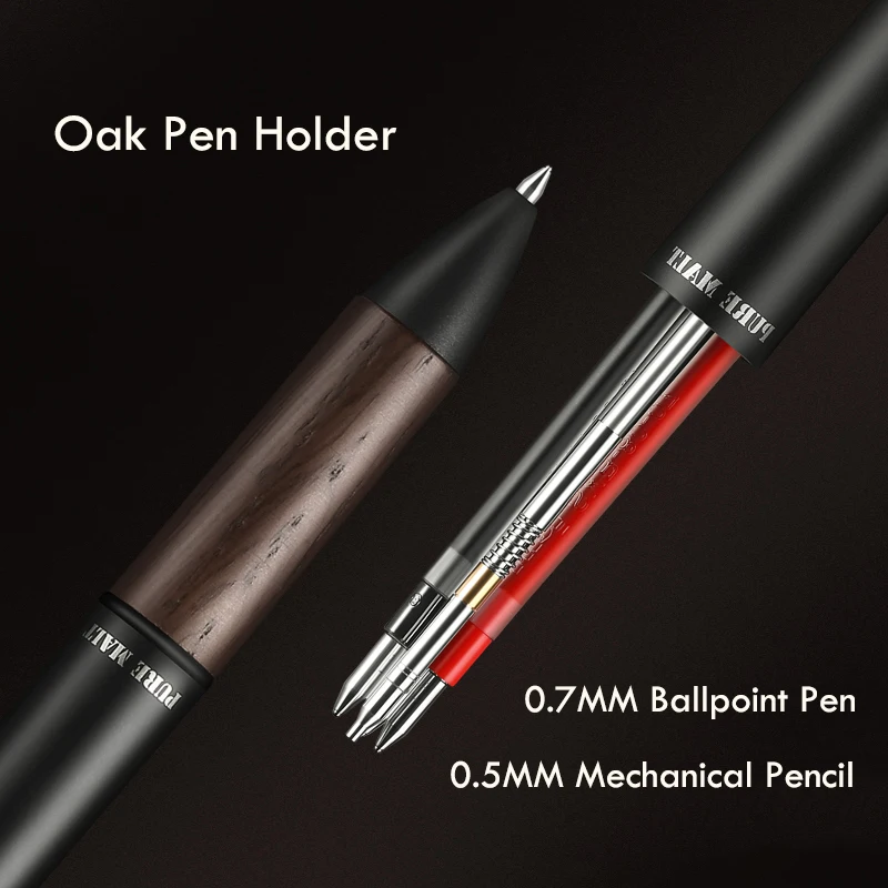 Japoński wielofunkcyjny długopis 5 w1/ołówek automatyczny 0.7mm z kulką olejową, dąb, uścisk dłoni gładko i niskie tarcie — zdjęcie produktu 3