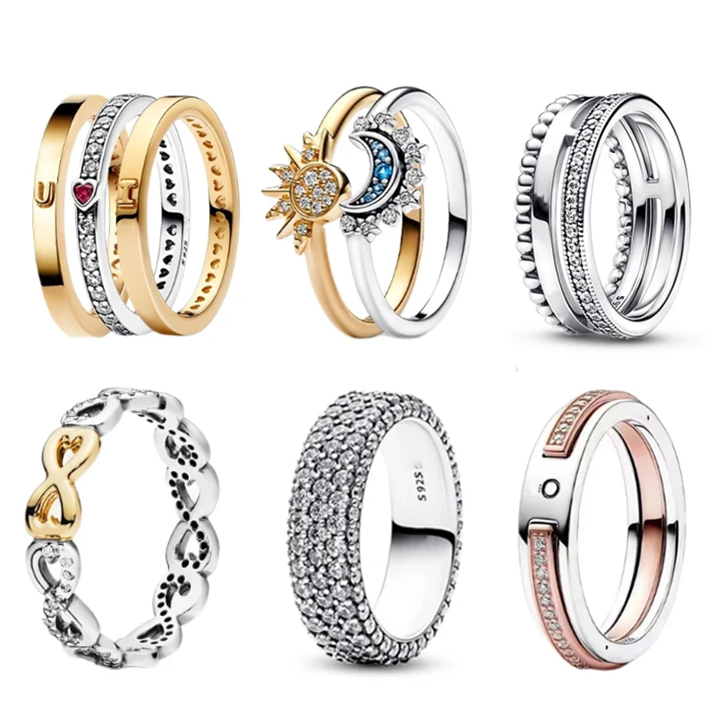 2024 New fashion creative Sun and Moon rings suitable for women's high quality fine charm jewelry High quality jewelry wholesal