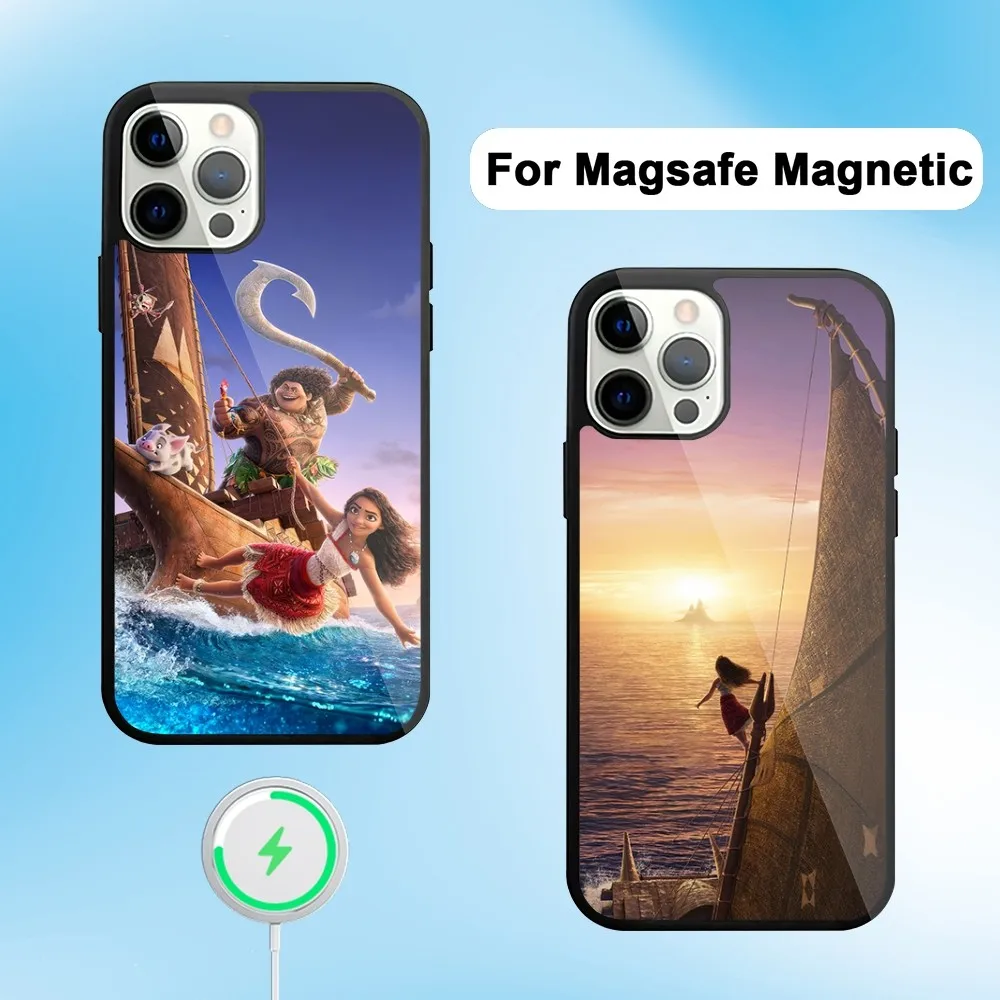 MINISO Disney M-Moana 2 Princess Phone Case For iphone Pro Max 11 Plus 12 14 15 13 Mini Magsafe Magnetic Wireless Charging Shell