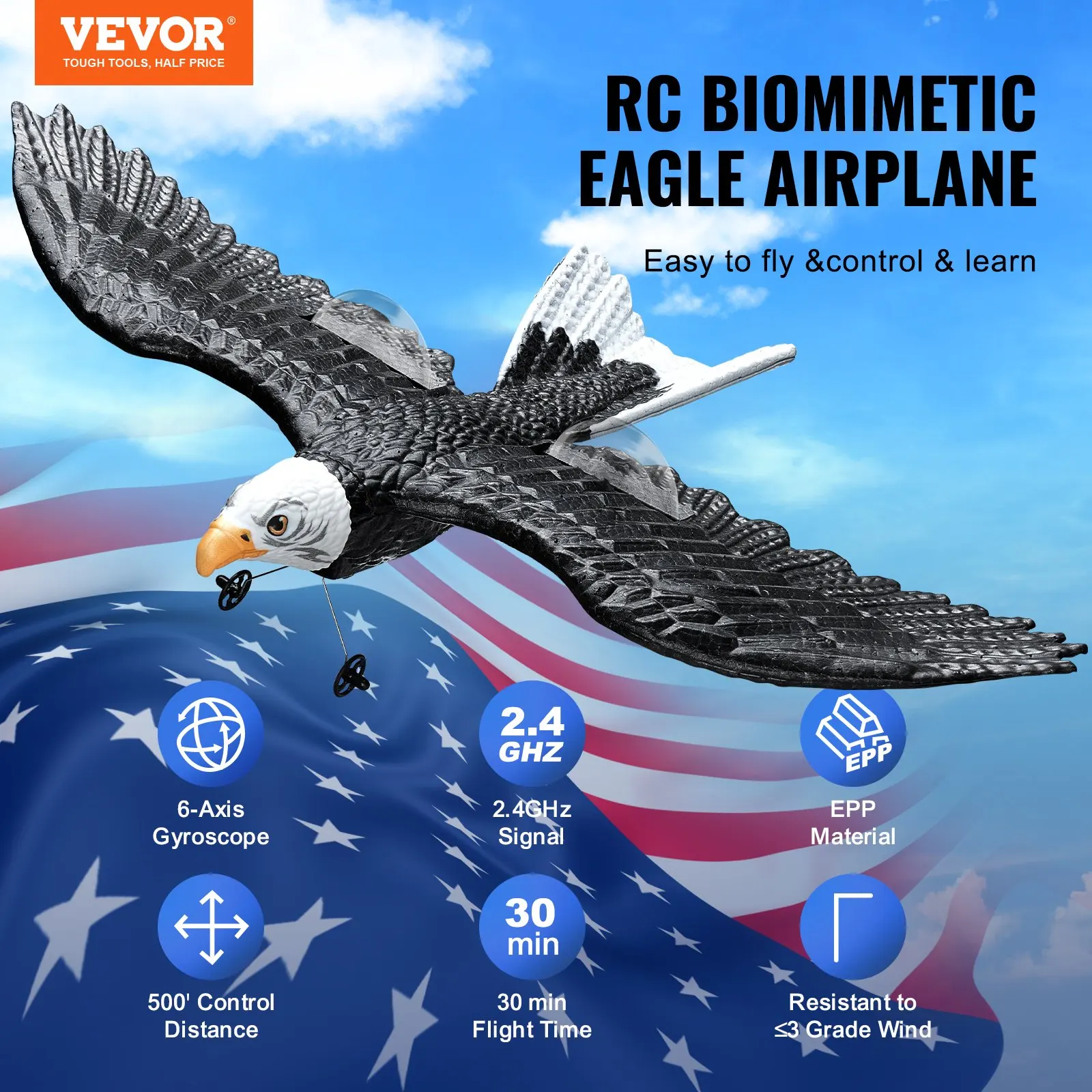 

RC Airplane Biomimetic Eagle EPP Foam RC Plane Toy 2.4 GHz Remote Control