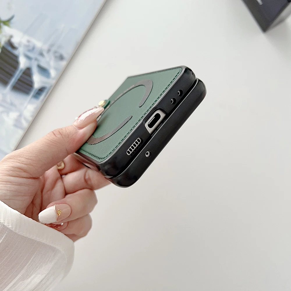 Flip8 PU-Leder Magnetische Handyhülle für Samsung Galaxy Z Flip 8 7 fe 6 5 4 mit Ringhalter Magsafe Kabellose Aufladung – Detail 6