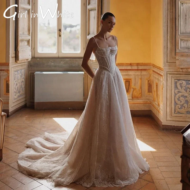 

Принцесса с v-образным вырезом и кружевной вышивкой, свадебные платья трапециевидной формы, свадебные халаты без рукавов с аппликацией и открытой спиной, со шлейфом, Vestido De Noiva