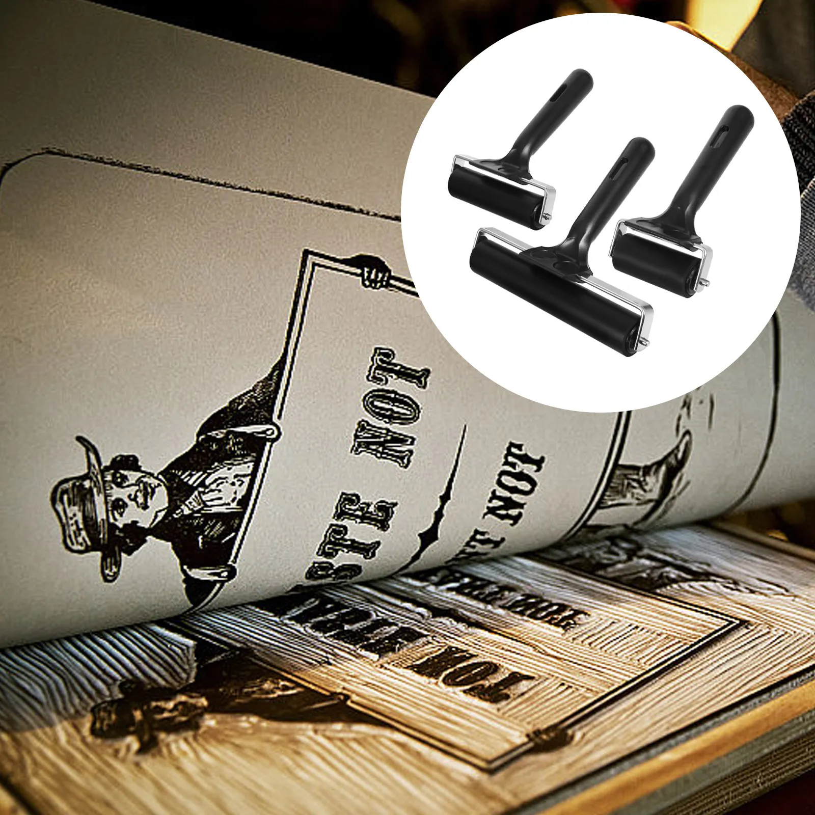 

Набор из 3 резиновых валиков для трафаретной печати, универсальный набор для рукоделия, 6 см, 10 см, 15 см, аппликаторы для чернил, клея, краски, для обоев