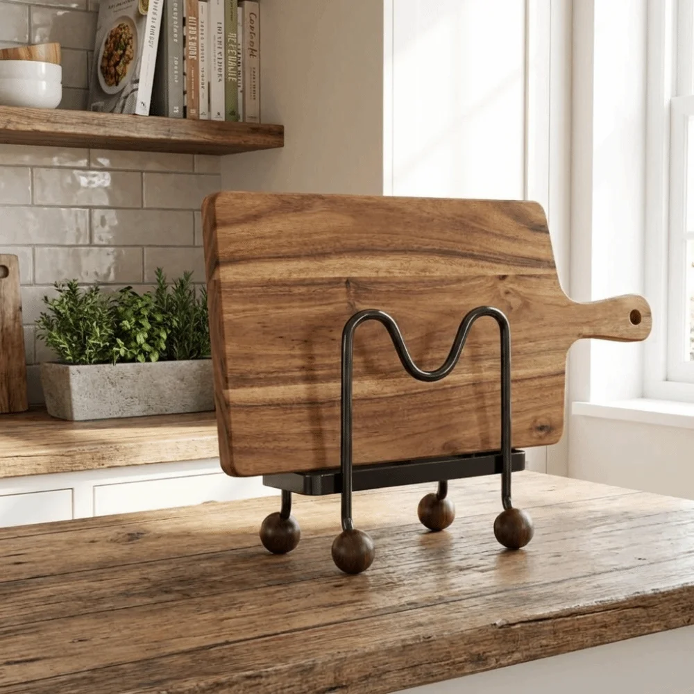 Vintage-Style Cutting Board Storage Rack Multi-Layer Space Saving Pot Lid Rack Vertical Breathable Cutting Board Holder