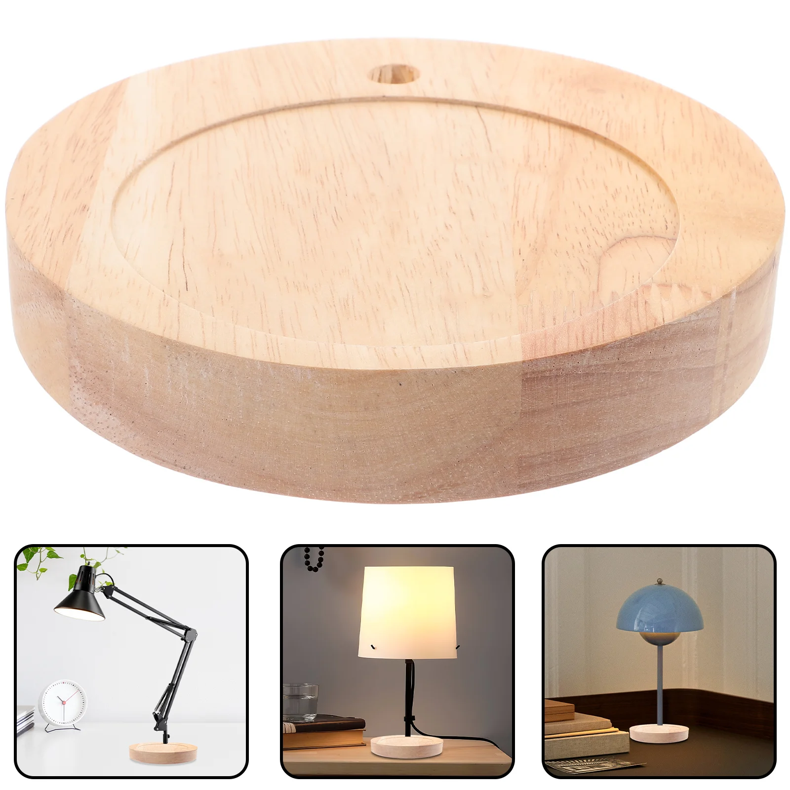 

Round Solid Wood Lamp Base Stylish Wooden Table Lamp Stand Diy Display For Living Room Bedroom Office Decor