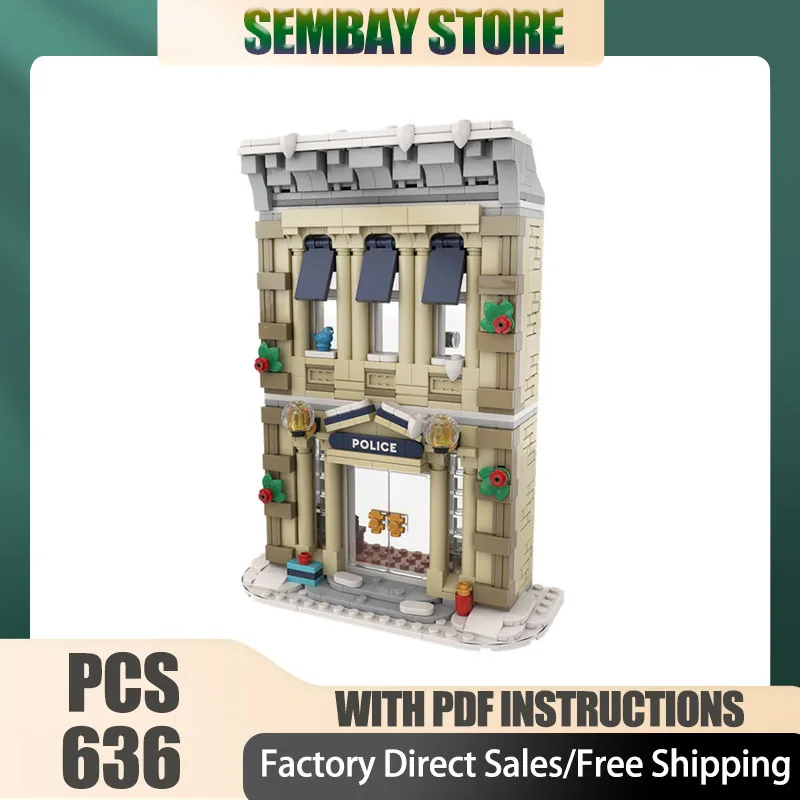 

Seasonal Products Moc Building Bricks Modular Festive Police Department Technology Blocks Christmas DIY Toy Construction Gifts