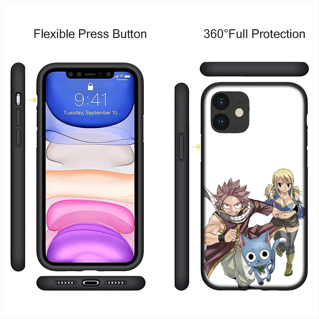 Custodia per telefono Anime Fairy Tail Cover per iPhone 15 14 13 12 Mini 11 Pro X XR XS Max 7 8 Plus + 15 + 8 + custodia morbida