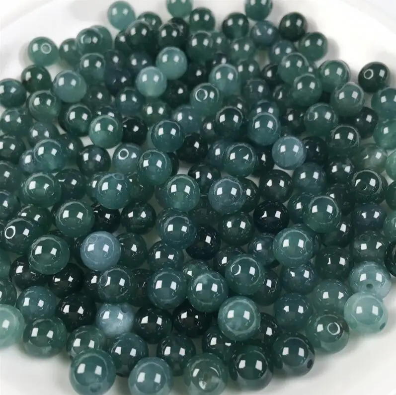 1 pce Jade Loose Beads Ice Seed Round Beads Old Blue Hand String Bead Accessories Bracelet