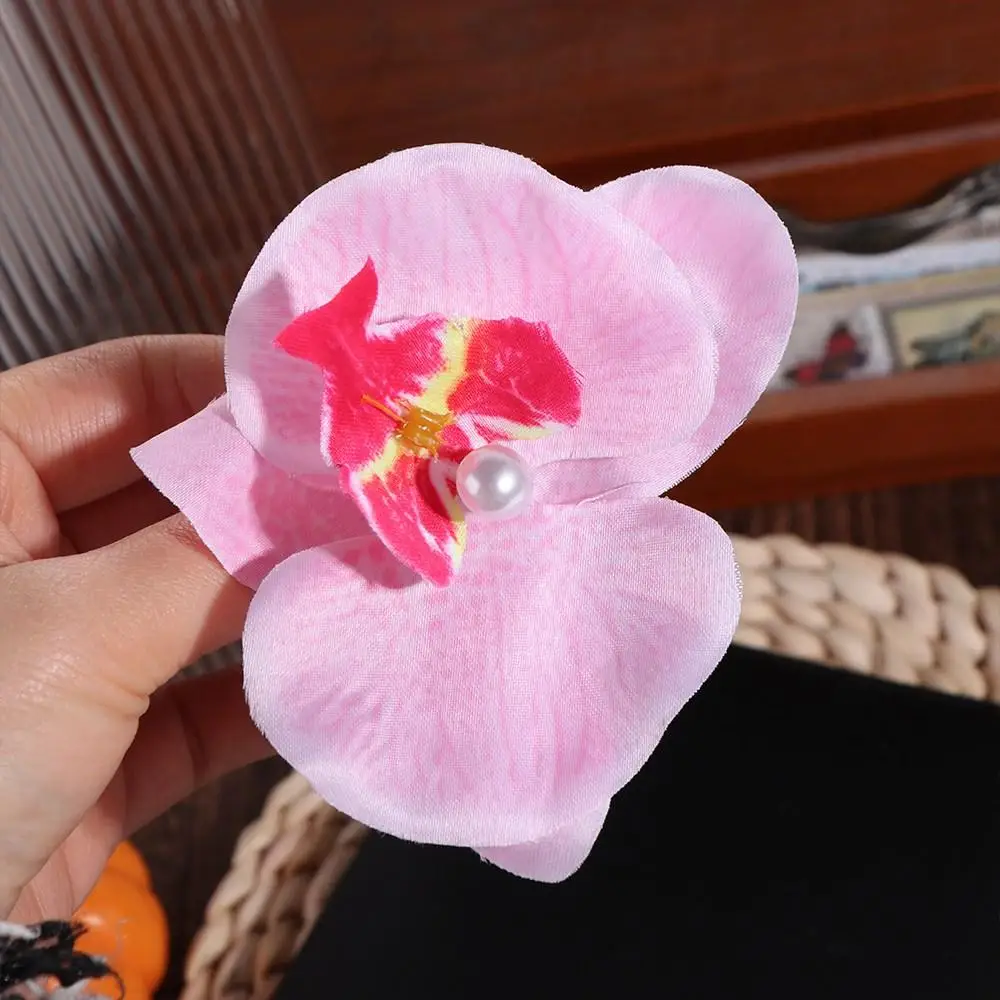 Pink Orchid Flower Hair Clip Hair Ornament Headdress Sweet Hairpin Side Barrettes Hair Accessories Bohemia Barrette Photograph