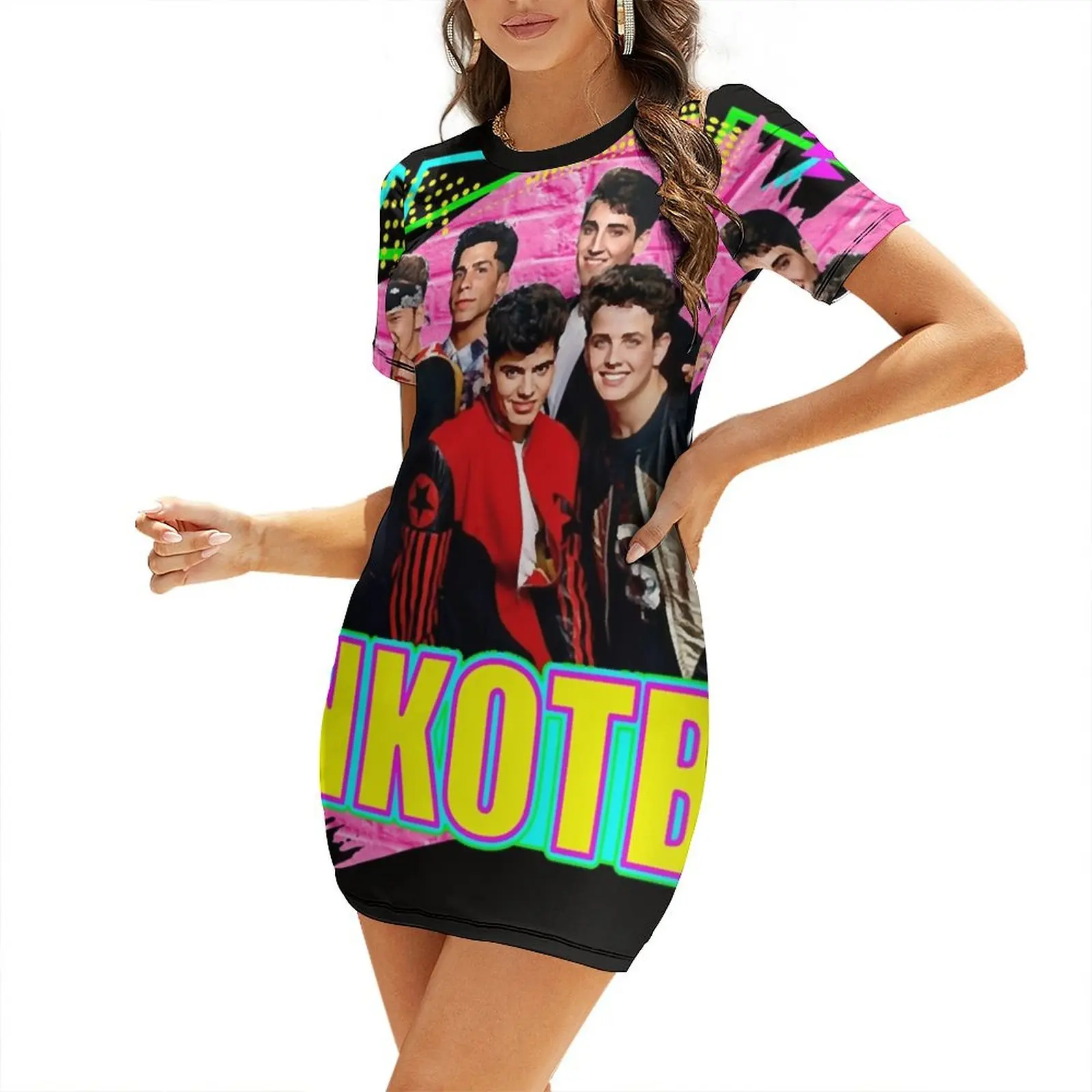 

NKOTB Music Classic Essential Short Sleeved Dress womens dress elegant evening dresses for women 2024