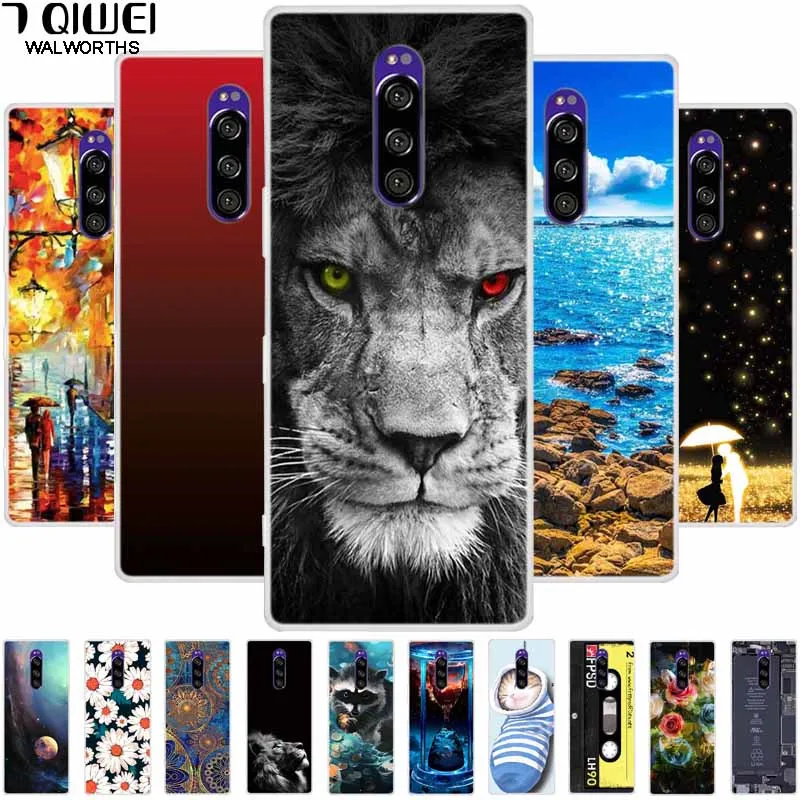 For Sony Xperia 1 Case Luxury Animals Transparent Cover for Sony Xperia1 XZ4 SO-03L SOV40 J8110 J9150 J8170 Phone Shells Covers