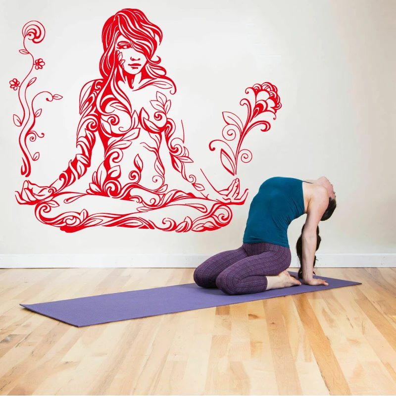 Buddhist Zen Girl Meditation Vinyl Wall Sticker Beauty Salon Spa Yoga Room Club House Modern Fashion Home Decoration Wall Decal