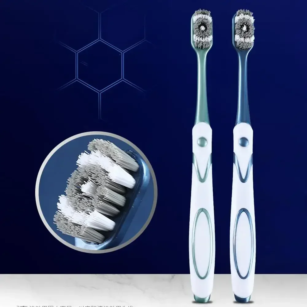 6PCS  Super Hard Bristles Toothbrush for Dental Oral Care - Cross Remove Tongue Plaque Bacteria Stains Whitening Toothbrush