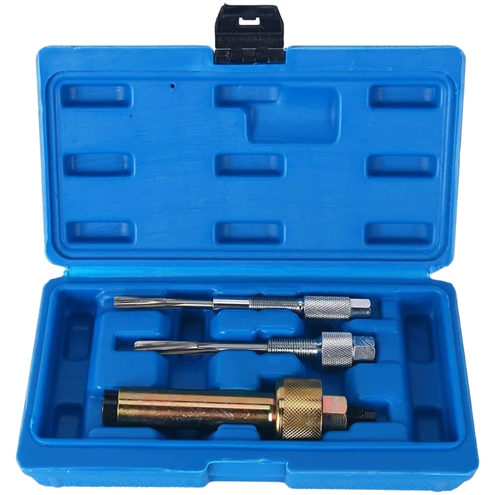 3-Piece Glow Pin Removal Tool Set for Diesel Engine Repair Carbon Steel Extractor Drill Tap Slide Hammer Puller