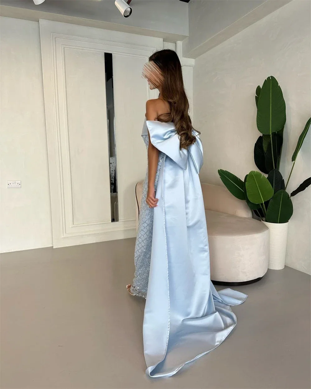 Prom Dresses Fashion Elegant Strapless Sheath Party Dress Floor Length Court Sleeveless Bows Satin Formal Evening Gowns Summer