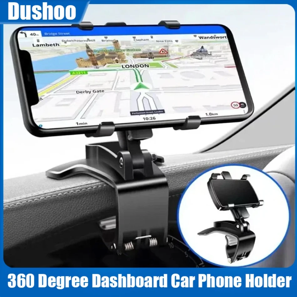 Dashboard Car Phone Holder 360 Degree Rotation Phone Mount with Rubber Gripper Universal Car Smartphone Bracket for Navigation