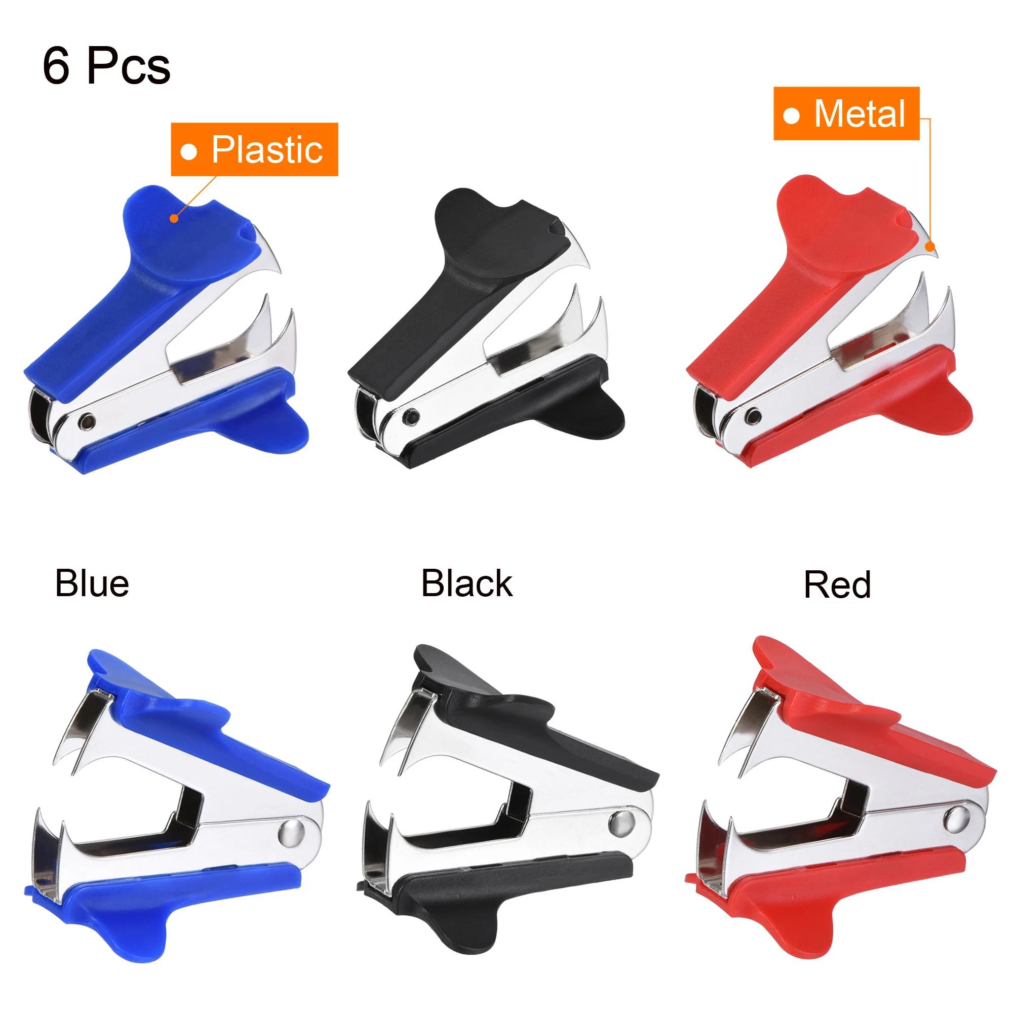 6Pcs Staple Remover Staples Office Supplies Mini Stapler Removal Nail Out Extractor Puller Stationery Tools Fit 24/6 26/6 Staple