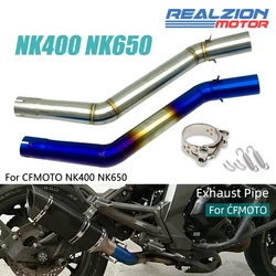 REALZION Motorcycle Slip On Middle Exhaust Link Pipe Adapter Connector Added Coating Process For CFmoto NK400 650NK 400 NK 650