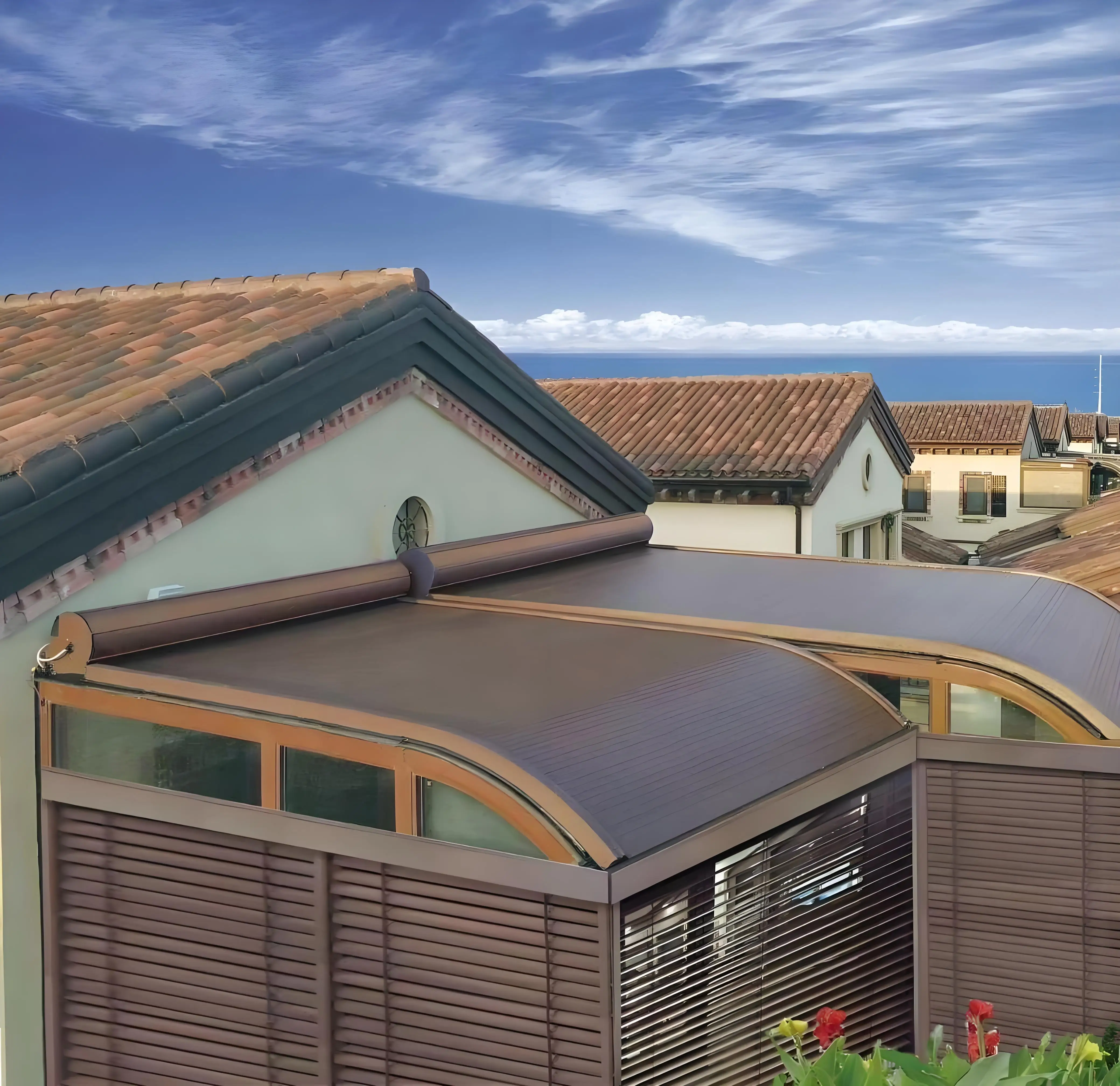 

Modern Automatic Roller Shield Shutters Insulation Window Awning Rolling Roof Mounted Factory Price Vertical Opening Pattern