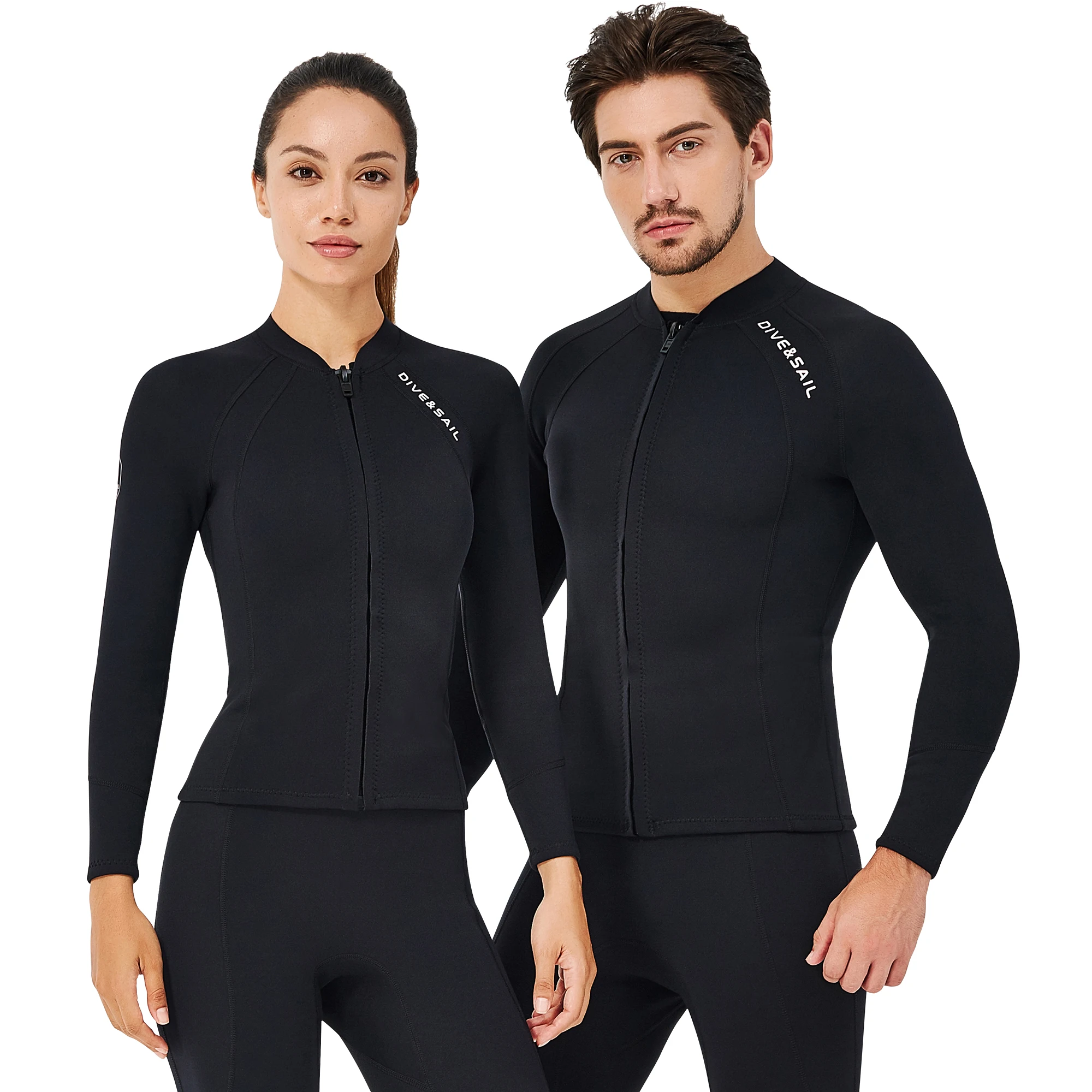 

2MM Wetsuit Men's Split Top Long Sleeve Thickened Wetsuit Women's Coldproof Warm Snorkeling Suit Surfing Suit