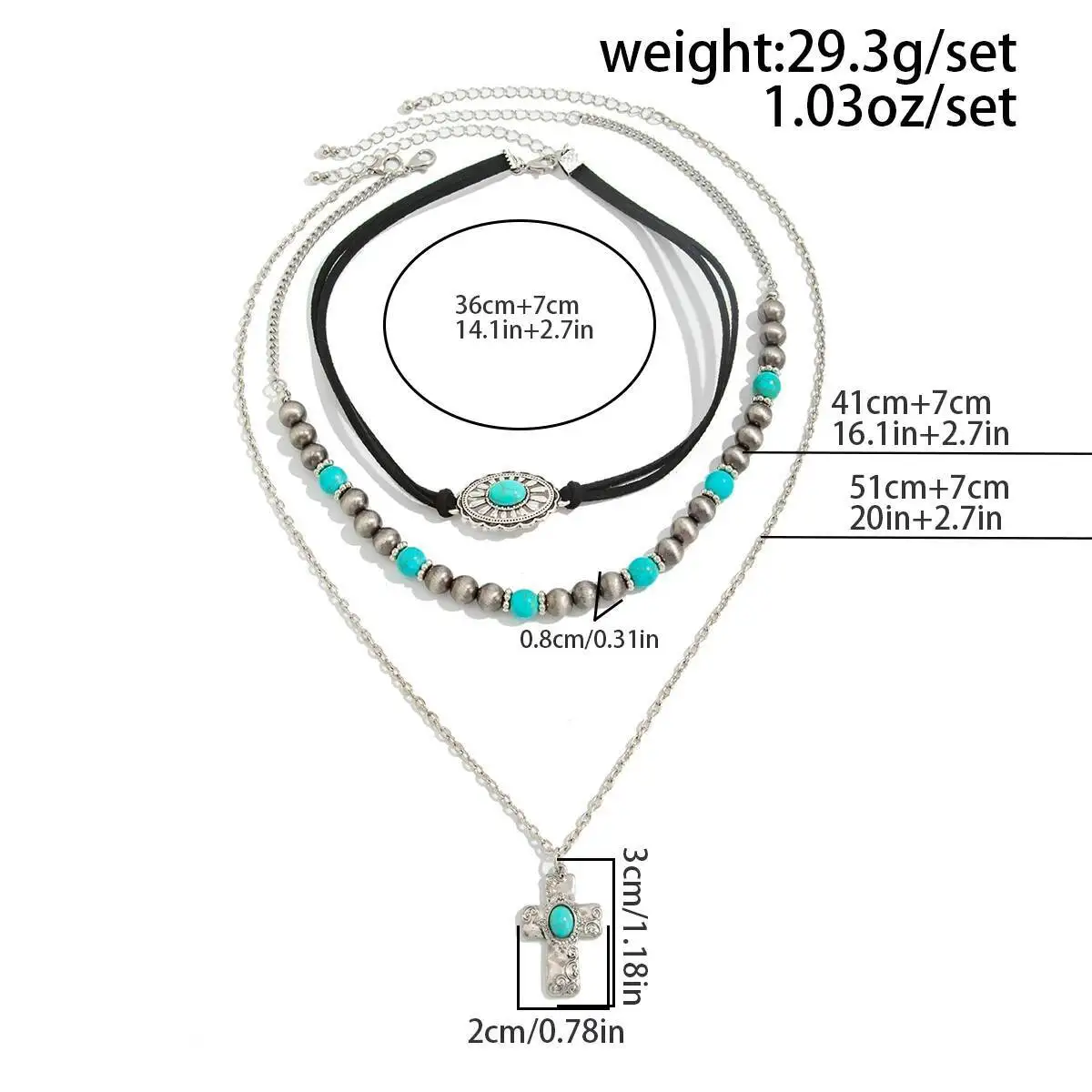 Ingemark 3 قطعة/المجموعة العرقية الصليب يسوع قلادة المختنق قلادة للنساء 2026 الاتجاه الجديد بوهو الخرز سلسلة الجمالية مجوهرات هدية #4