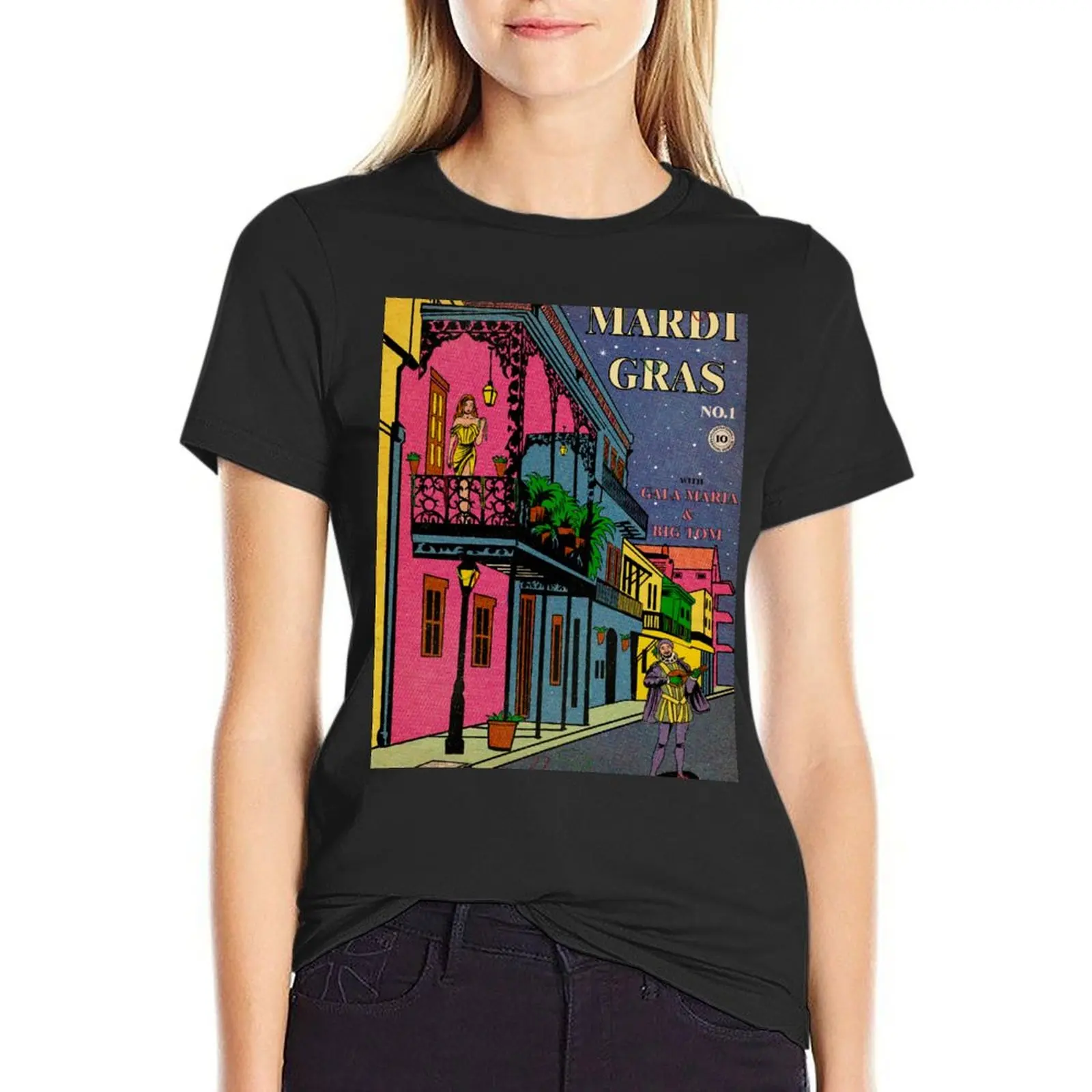 Mardi Gras with Gala Maria & Big Tom T-Shirt plus size tops animal print oversized workout shirts for Women