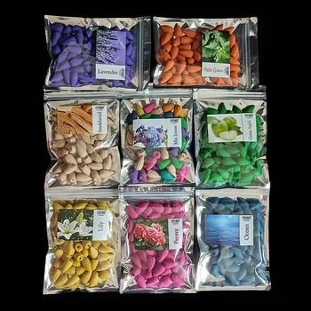 Y 50 pièces/sac cônes d'encens cascade naturelle tour de Reflux encens pour brûleur de fumée cône de reflux parfum lavande aromathérapie
