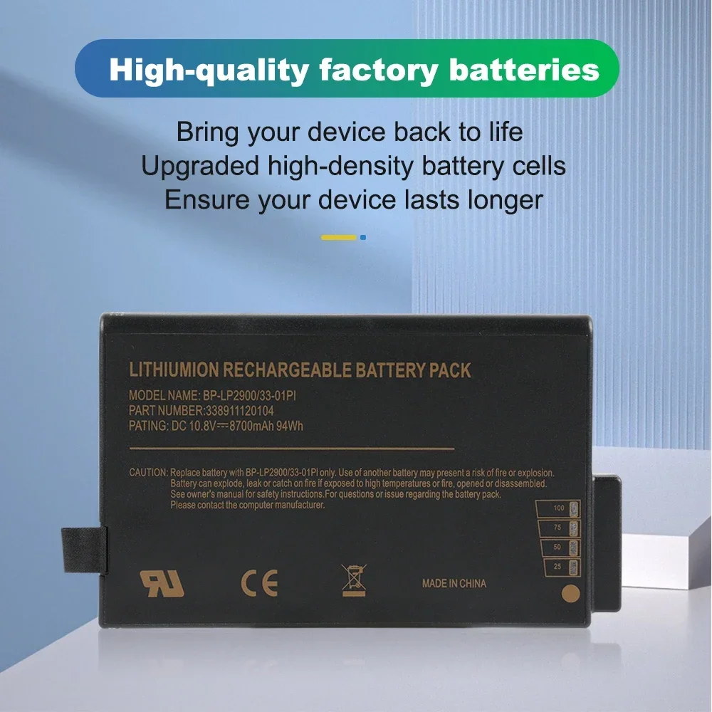 ETESBAY 10.8V 8700mAh BP-LP2900/33-01PI Battery For Getac X500 V100 V1010 V200 M230 338911120104 BP-LC2600/33-01S1