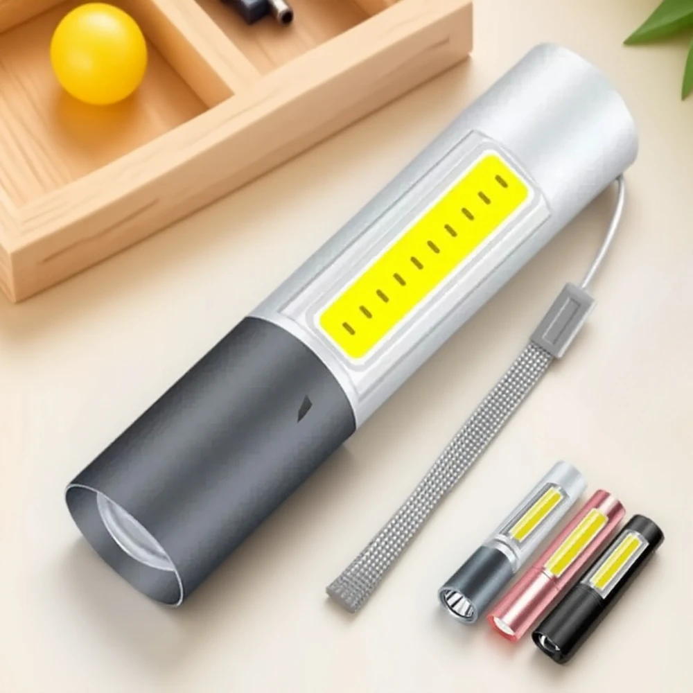 

USB перезаряжаемый светодиодный фонарик, 3 режима освещения, телескопический водонепроницаемый портативный фонарь для кемпинга, езды на велосипеде, охоты