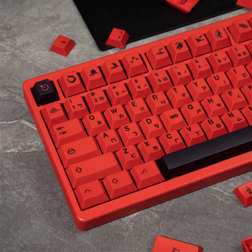 

Candlon Phonetic Red, Cherry 148 Key PBT Keycap for Cherry MX 104/87/61 Mechanical Keyboard Accessories