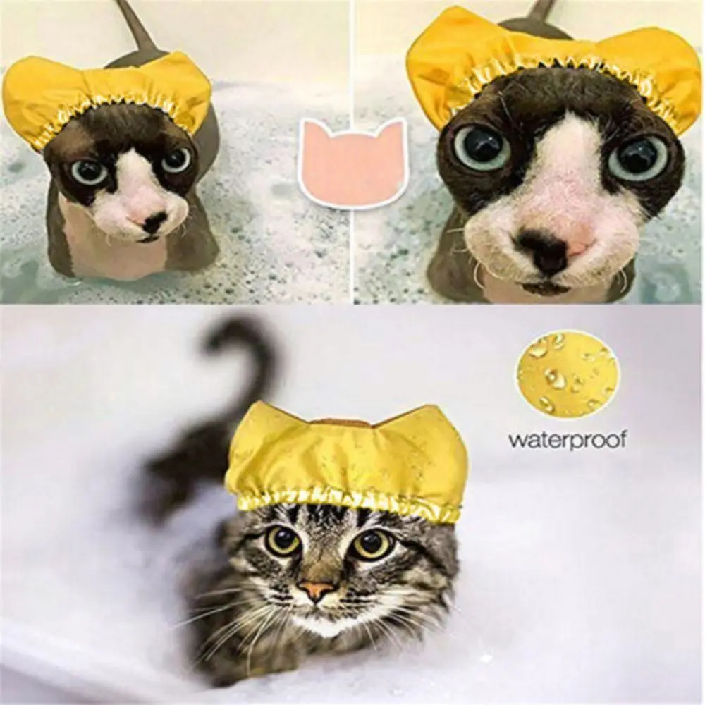 Grooming Comfortable Breathable Adjustable Dog Shower Cap Double Waterproof Layers Ear Protection Cat Bathing Cap