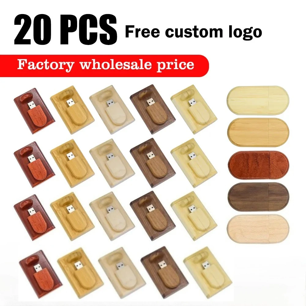 20 قطعة/الوحدة محرك فلاش USB خشبي 2.0 بندريف 4 جيجابايت 8 جيجابايت 16 جيجابايت 32 جيجابايت 64 جيجابايت 128 جيجابايت ذاكرة عصا شعار مخصص مجاني هدية الزفاف