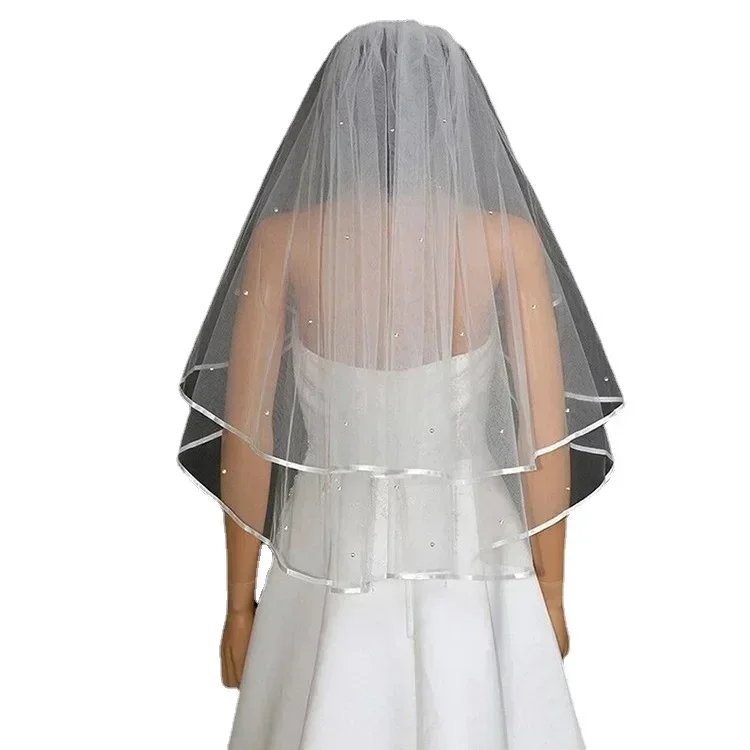 Short Bridal White Soft Tulle Veil Ivory 2 Layers Wedding Accessories Comb bridal veils